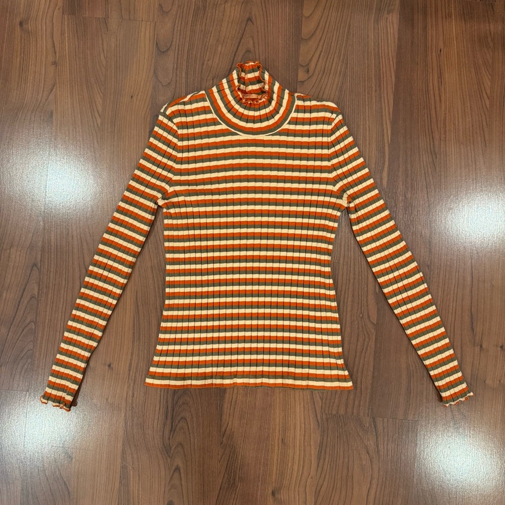 Madewell Multicolor Striped Turtleneck Long Sleeve Top size Large